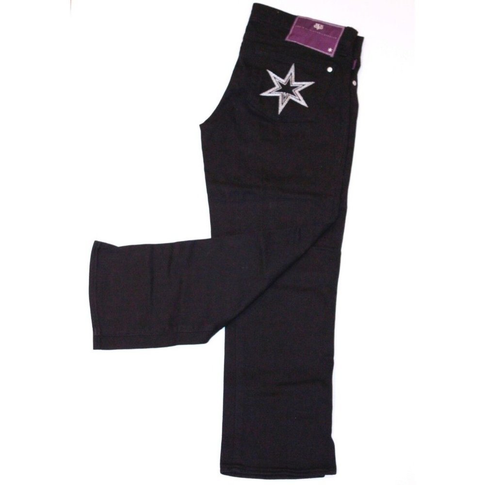 dVb VICTORIA BECKHAM Side SLITS Black SILVER  STARS Short CROPPED Jeans 28
